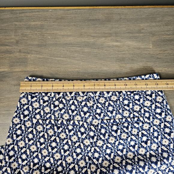 Anthropologie The Essential Collection Pant Blue Geometric Pattern Ankle Size 0 - Picture 6 of 8